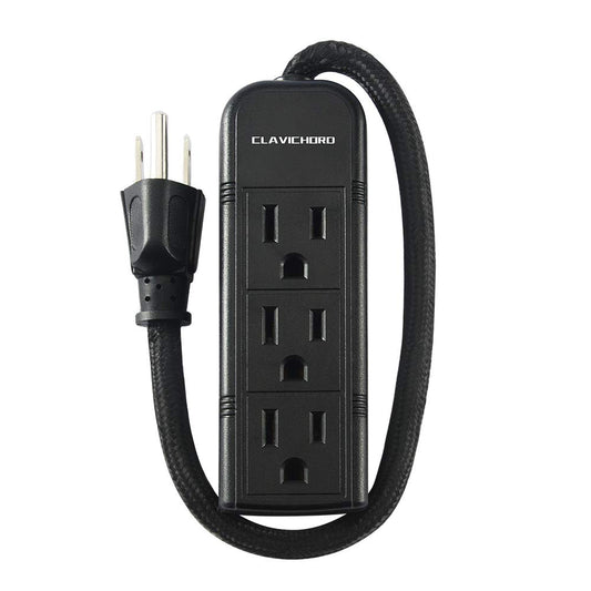 Power Strip with Flat Plug - 3 Ground Outlets 7 Inch Heavy Duty Braided Extension Cord Flat Plug Mountable Outlet Strip for Computer/Home/Office