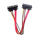 Cablecc SATA 3.0 7+15 22 Pin SATA Male to Female Data Power Extension Cable 30cm Red Color