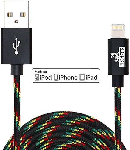 NRGPower Premium 3ft Nylon Braided USB Cable with Lightning Connector [MFi Certified] for iPhone 6s Plus / 6 Plus, iPad Pro, Air 2, iPod Nano…