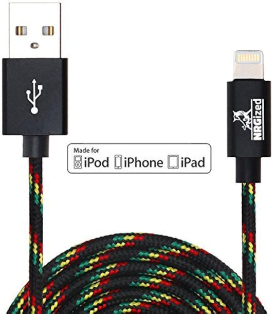 NRGPower Premium 3ft Nylon Braided USB Cable with Lightning Connector [MFi Certified] for iPhone 6s Plus / 6 Plus, iPad Pro, Air 2, iPod Nano…