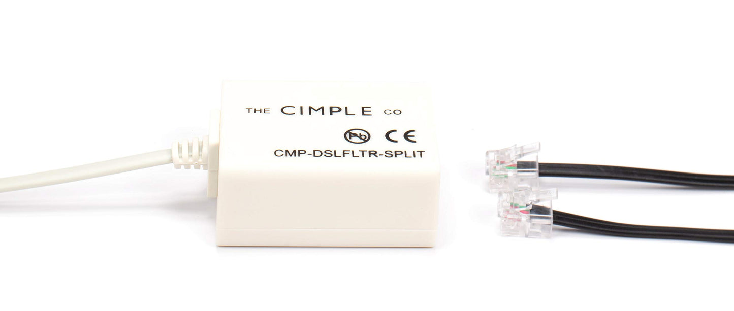 THE CIMPLE CO Modem Phone Filter, 1 Pack, DSL Splitter, 2 Wire, 1 Line, Removes Noise from Phone Lines, for Fax, Landline, Satellite, and Printer