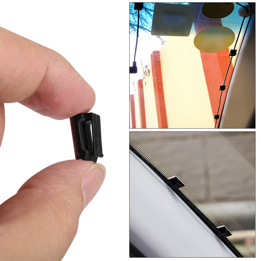 Aramox 40 Pcs Self Adhesive Auto Cord Fixed Clips Car Data Cable Light Cord Decorative Car Data Cable Organizer Wire Management Cord Tie Holder Fixed