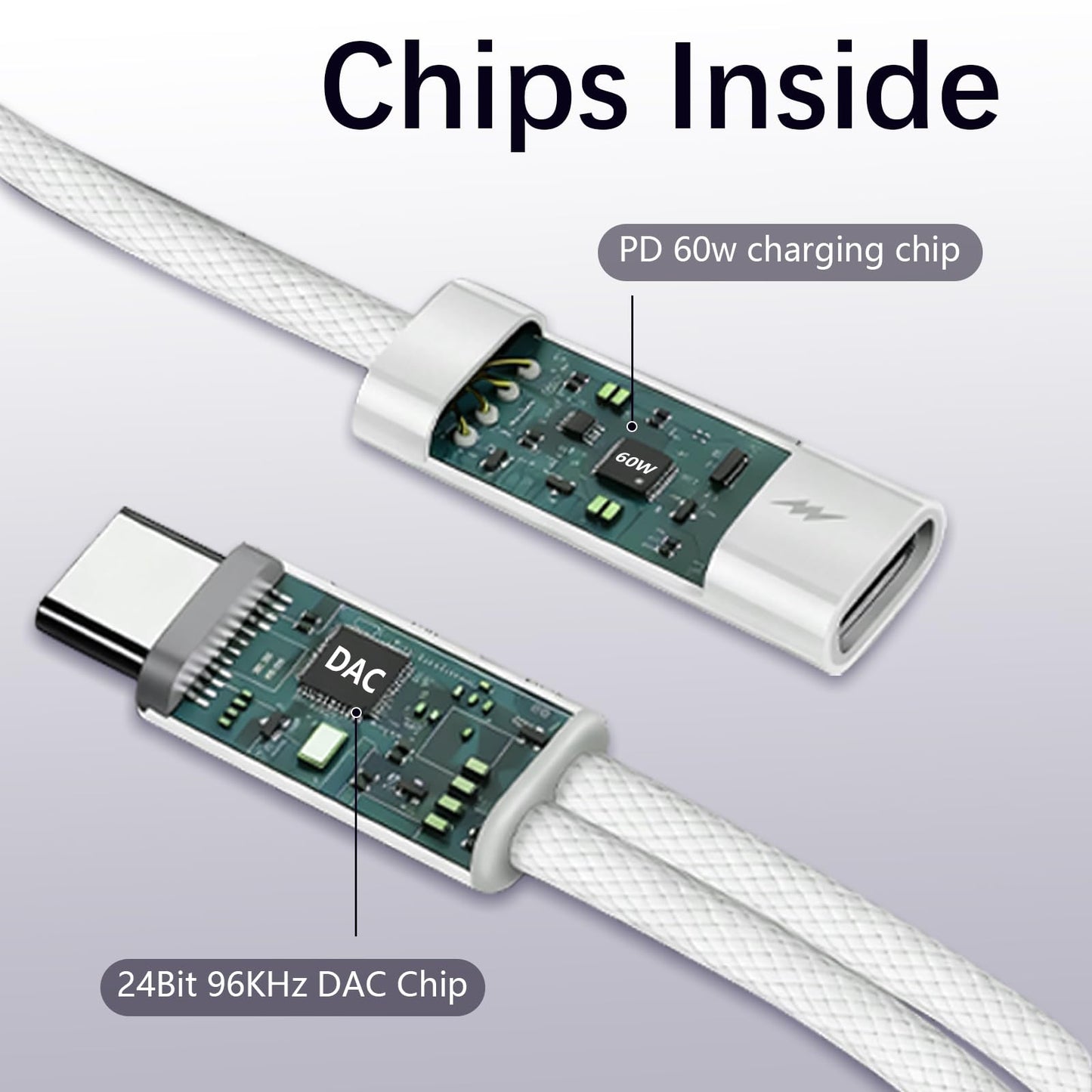 USB C to 3.5mm Headphone and Charger Adapter, 2-in-1 USB Type C to Aux Jack Dongle Cable with PD 60W Fast Charging for iPhone 15 16 17 Pro Max