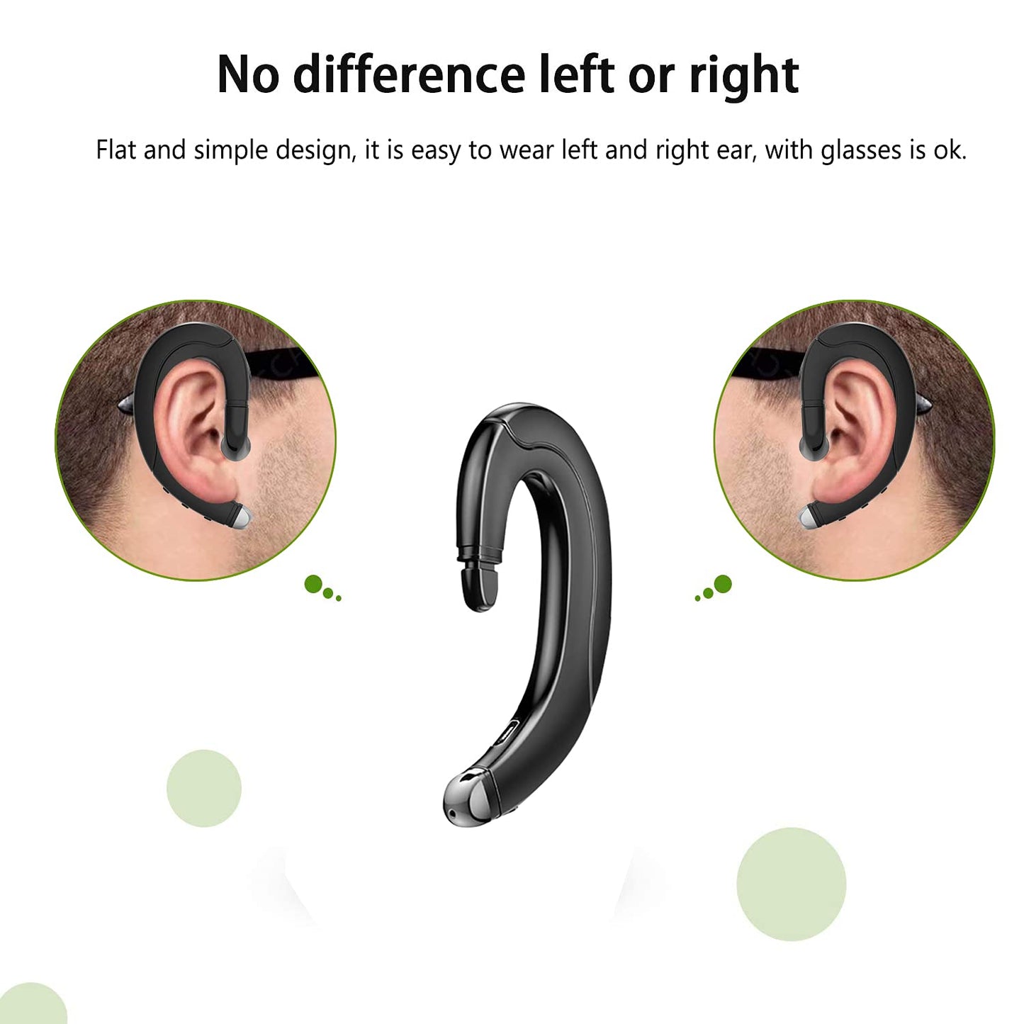 Ear Hook Bluetooth Headphone V5.0 with Mic, Painless Single Ear Wireless Headset 5 Hrs Playtime for Android Phones/iPhone X/8/7/6, Lightweight Non