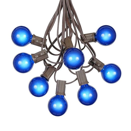 G40 Patio String Lights with 25 Blue Globe Bulbs - Hanging Garden String Lights - Vintage Backyard Patio Lights - Outdoor String Lights - Market Cafe