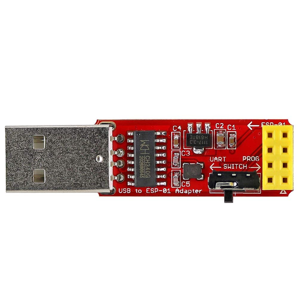 Wishiot 1pc ESP8266 ESP-01S 4MB Serial WiFi Wireless Transceiver Module + 1pc CH340G Programmer USB to ESP-01 Wireless Adapter Module 4.5-5.5V