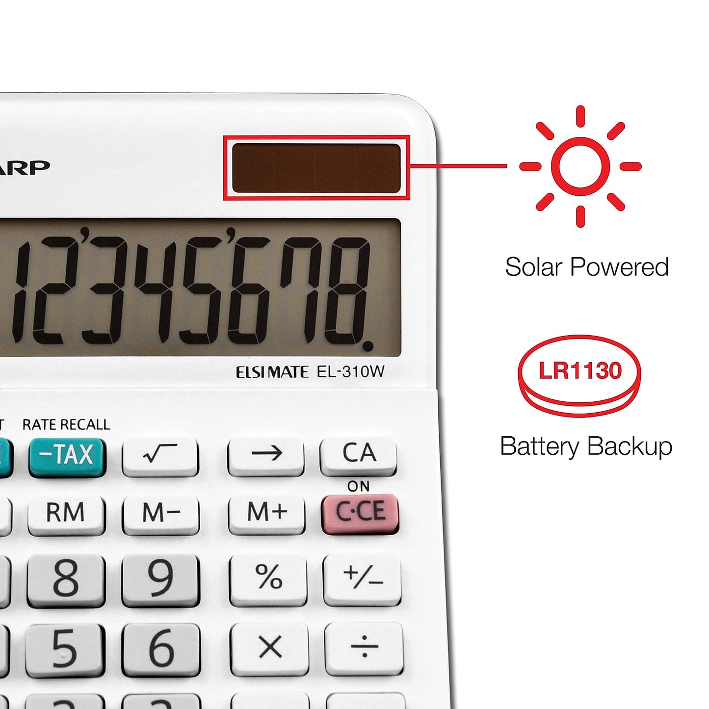 Sharp EL310WB EL-310WB Mini Desktop Calculator, 8-Digit LCD