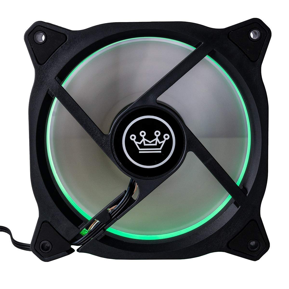 CUK 6-Pack Green Halo Ring 120mm LED Vibrant Color Computer Case Fan for CPU Coolers and Radiators - High Airflow 45 CFM & Anti-Vibration Pads