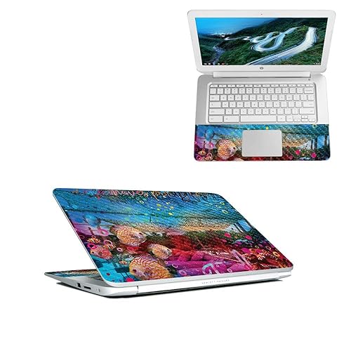 MightySkins Carbon Fiber Skin for HP Chromebook 14" (2018) - Electric Jellyfish | Protective, Durable Textured Carbon Fiber Finish | Easy to Apply…