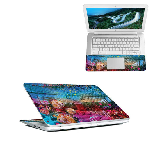 MightySkins Carbon Fiber Skin for HP Chromebook 14" (2018) - Electric Jellyfish | Protective, Durable Textured Carbon Fiber Finish | Easy to Apply…