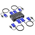 VGA KVM Switch, Yinker 4 Port USB VGA KVM Switch w/4 KVM Cables & 3 USB Hubs for 4 Computers Share One Monitor Keyboard Mouse