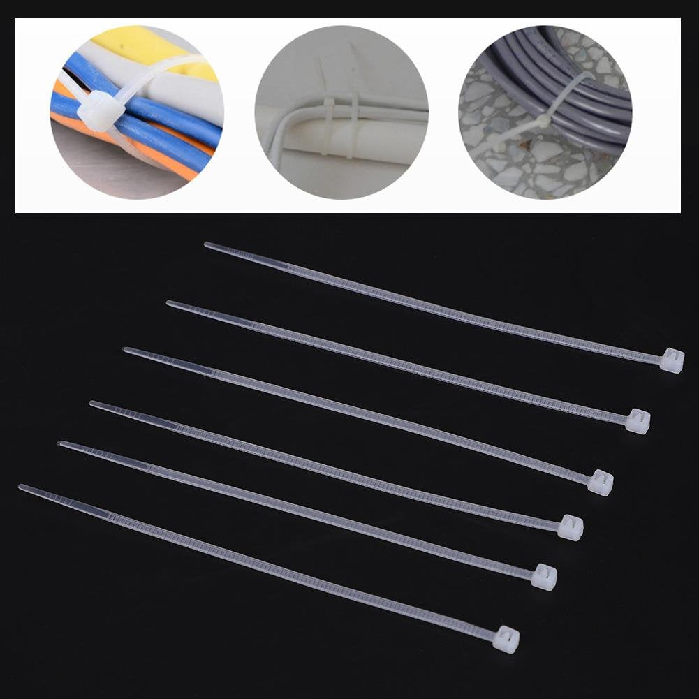 Nylon Cable Zip Ties,1000pcs 3 x 100/150mm White Standard Self-locking Plastic Cable Ties (3x100)