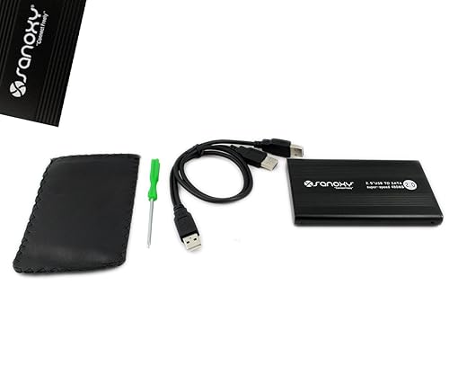 SANOXY USB 2.0 External 2.5-Inch HDD Enclosure Case for Laptop, PC, Mac (SATA Black)