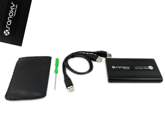 SANOXY USB 2.0 External 2.5-Inch HDD Enclosure Case for Laptop, PC, Mac (SATA Black)