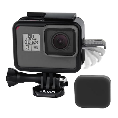 SOONSUN Frame Mount Housing Case for GoPro Hero 5/6/7 Black, Hero 7 Silver/White, Hero (2018) Camera - Protective Cage with Quick Release Buckle