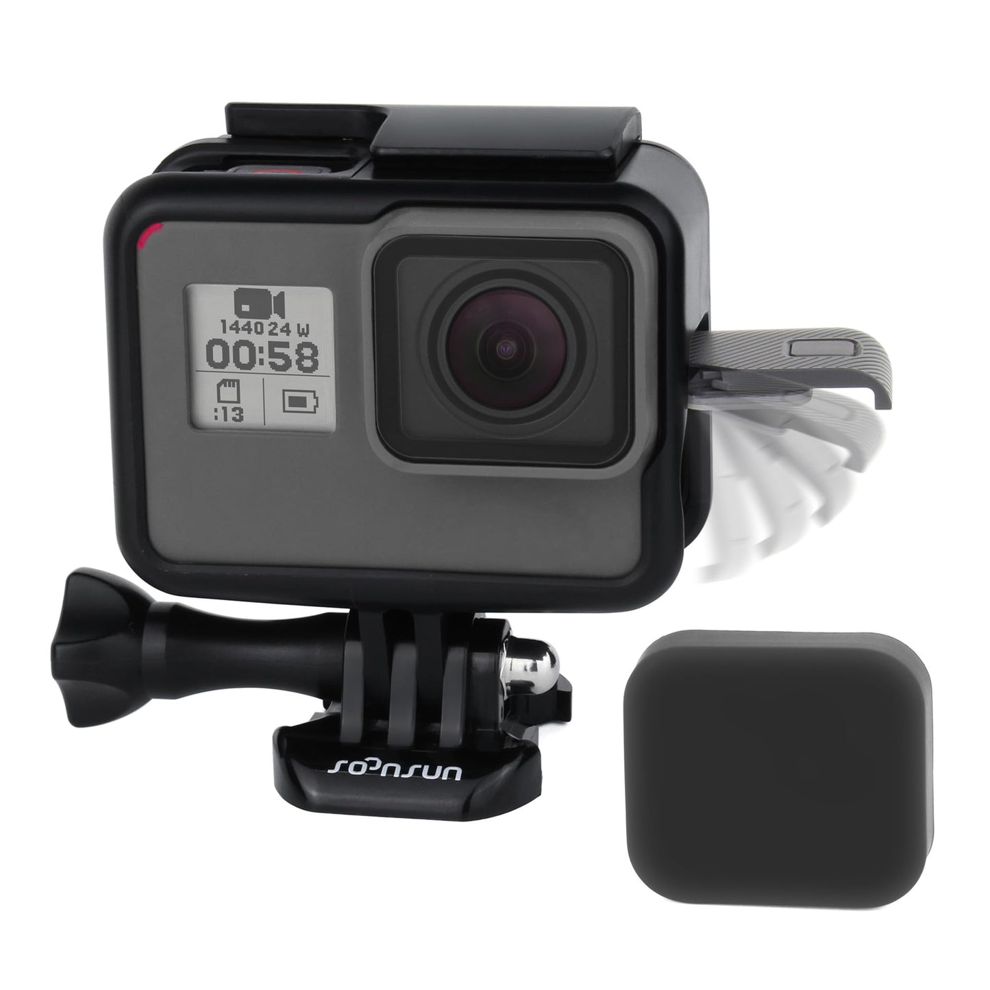 SOONSUN Frame Mount Housing Case for GoPro Hero 5/6/7 Black, Hero 7 Silver/White, Hero (2018) Camera - Protective Cage with Quick Release Buckle