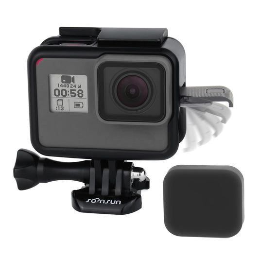 SOONSUN Frame Mount Housing Case for GoPro Hero 5/6/7 Black, Hero 7 Silver/White, Hero (2018) Camera - Protective Cage with Quick Release Buckle