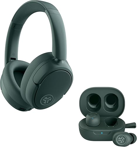 JLab Sage Audio Bundle: JBuds Lux ANC Wireless Premium Over-Ear Bluetooth Headset with Hybrid Active Noise Cancelling Plus JBuds Mini True Wireless…