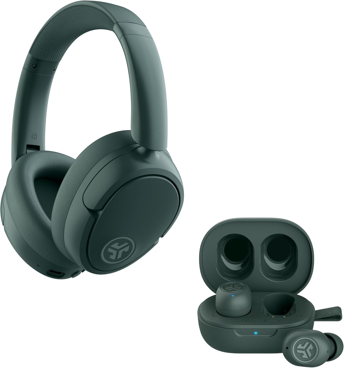 JLab Sage Audio Bundle: JBuds Lux ANC Wireless Premium Over-Ear Bluetooth Headset with Hybrid Active Noise Cancelling Plus JBuds Mini True Wireless…