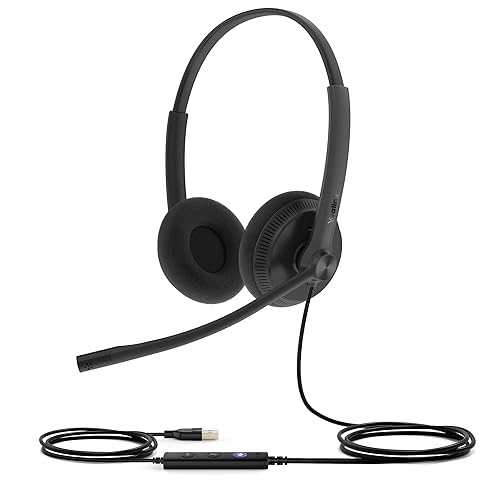 Yealink UH34 USB Headset with Mic, Teams Certified, Wired Headphones with Noise Cancelling Microphone for Laptop Computer PC, in-Line Controls…