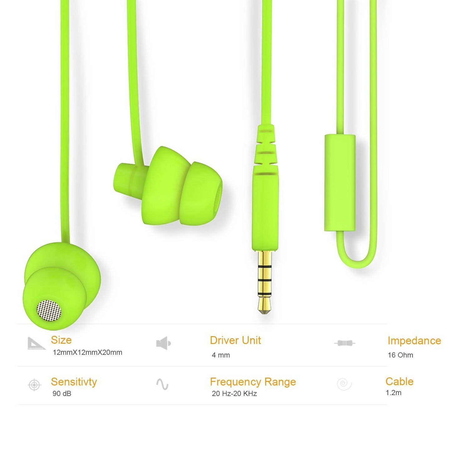 MAXROCK (TM Total Soft Silicon Headphones with Mic Sleep Travel Choice for Cellphones Tablets and 3.5mm Jack (Green)