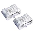 iMBAPrice (2-Pack 50 Feet RJ11 4C Modular Long Telephone Extension Phone Cord Cable Line Wire - White