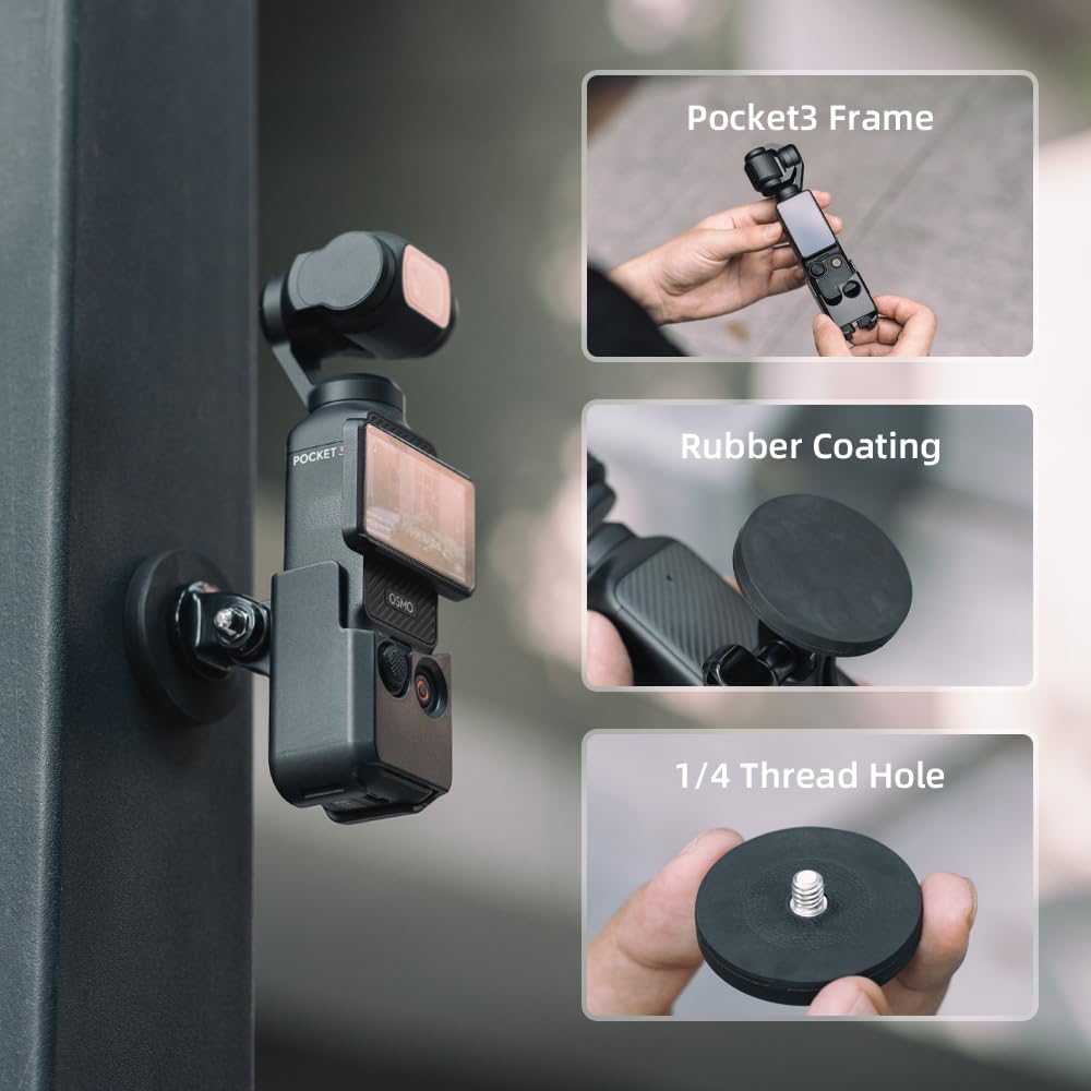 SUREWO Magnetic Camera Mount for DJI Osmo Pocket 3,Magnetic Camera Desktop Base Stand Expansion Adapter Mount Bracket Compatible with DJI Osmo Pocket