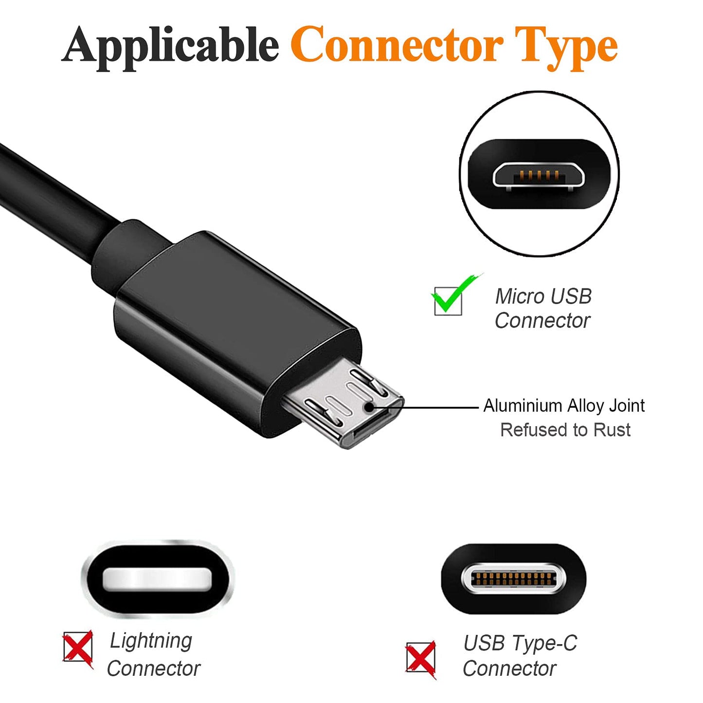 KAHEAUM Micro USB Cable 10ft High Speed Data Transfer Fast Charging Android Phone Charger Cord for Kindle Fire Samsung Galaxy Note 5 4 S6 Edge J7 J7V