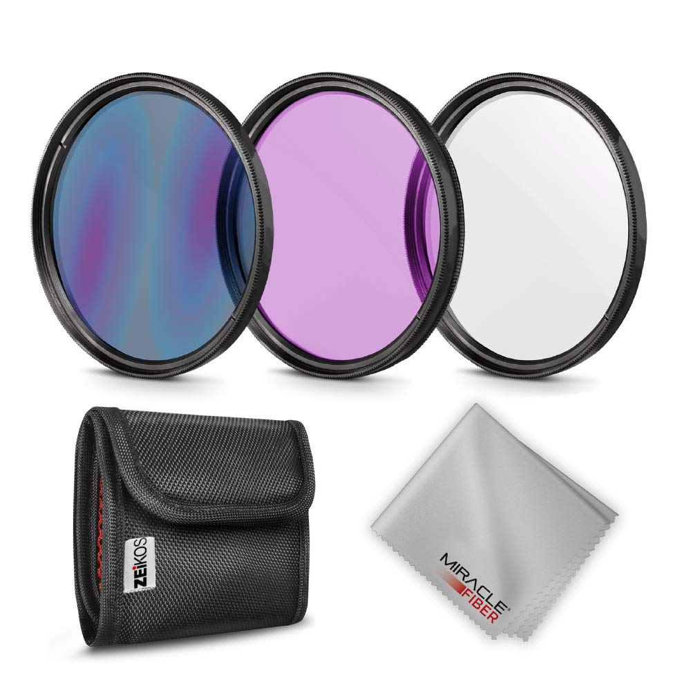 67MM Zeikos Photo Professional Photography Filter Kit (UV, CPL Polarizer, FLD) for Camera Lens with 67MM Filter Thread + Filter Pouch with Miracle