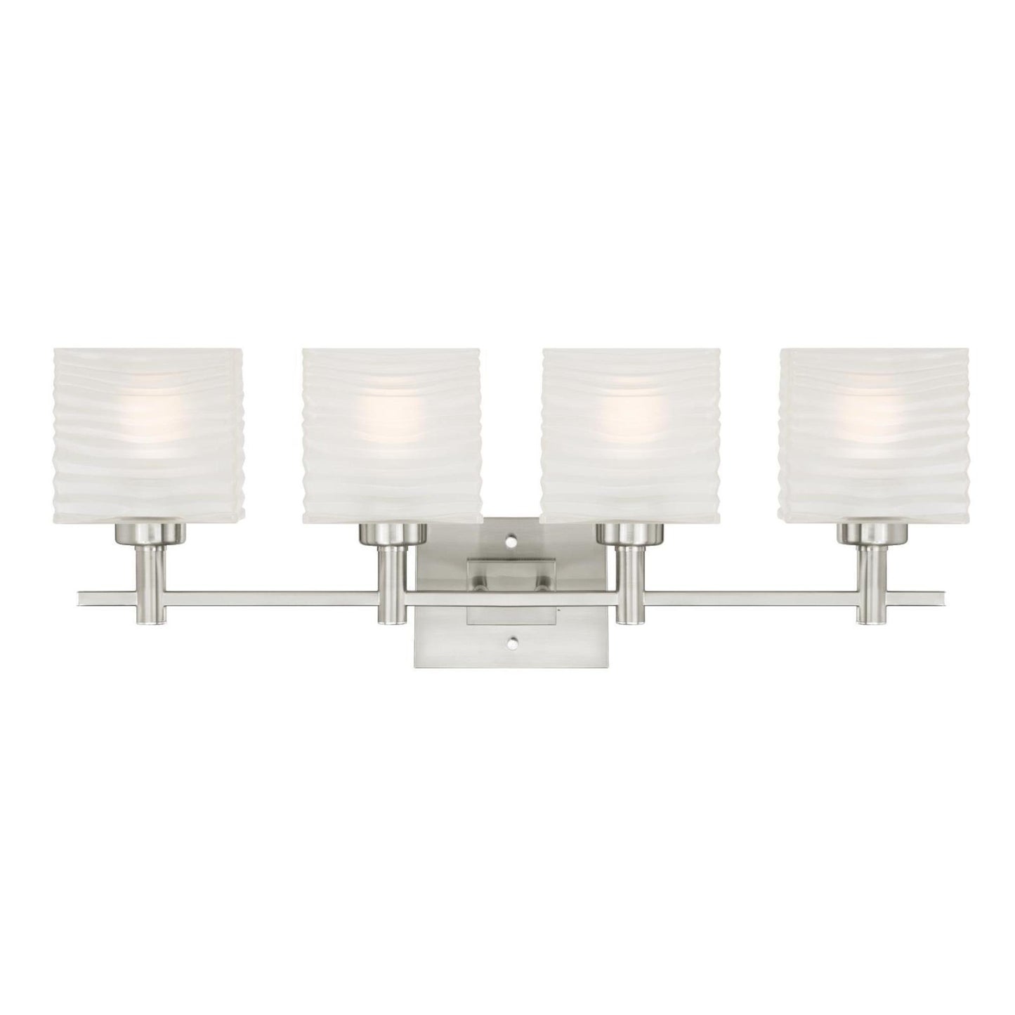 Westinghouse 6304100 Alexander Four-Light Indoor Wall Fixture, Brushed Nickel Finish with Rippled White Glazed Glass