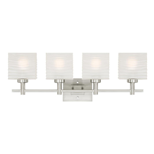 Westinghouse 6304100 Alexander Four-Light Indoor Wall Fixture, Brushed Nickel Finish with Rippled White Glazed Glass