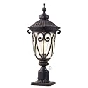 GOALPLUS 24 Inch High Outdoor Post Light Fixture with Dusk to Dawn Sensor, Bronze Post Lantern with Pier Mount, Exterior Pole Lighting with Seeded