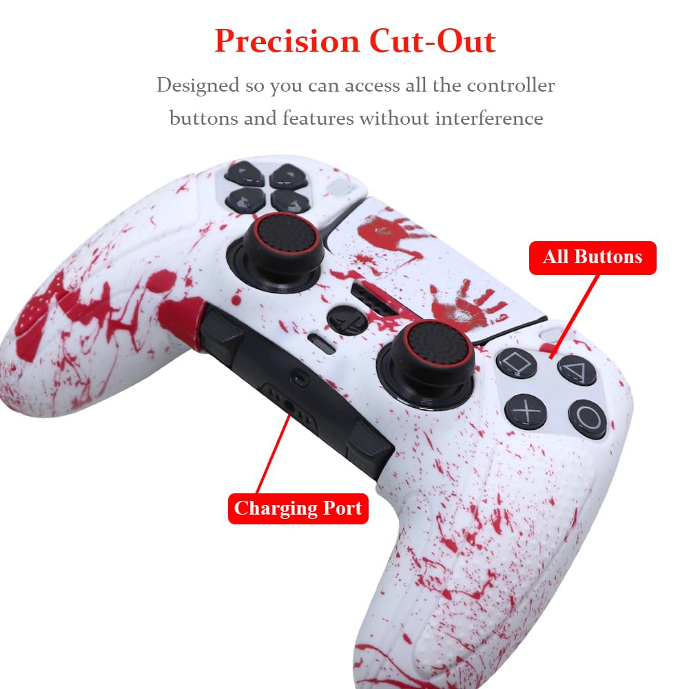 IVYUEEN for PlayStation 5 PS5 Edge Controller Graffiti Blood Anti-Slip Protective Skin Cover, Silicone Case for DualSense Edge Controller Grip