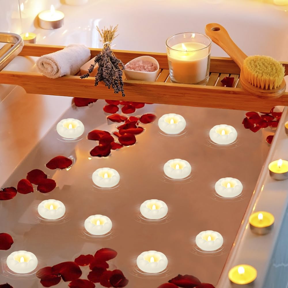 PUNPUBA 36pack Flameless Led Floating Candles, 3” Plastic Tealights Battery Operated Flickering 100+ Hour Waterproof for Cylinder Vases, Centerpieces