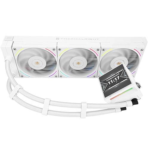 Thermalright Hyper Vision 360 ARGB White CPU Water Cooler with 3 PWM Fans with 2150RPM,IPS LCD Screen with 480x480 Resolution,Liquid CPU Cooler