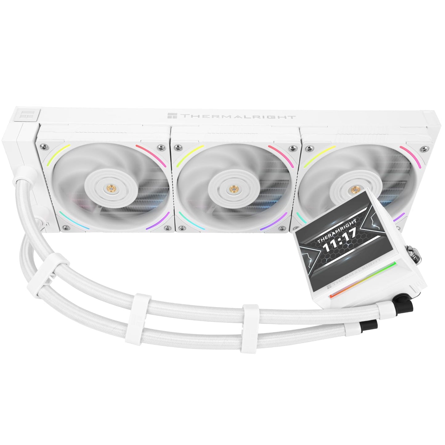 Thermalright Hyper Vision 360 ARGB White CPU Water Cooler with 3 PWM Fans with 2150RPM,IPS LCD Screen with 480x480 Resolution,Liquid CPU Cooler
