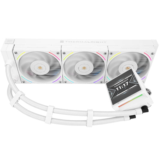 Thermalright Hyper Vision 360 ARGB White CPU Water Cooler with 3 PWM Fans with 2150RPM,IPS LCD Screen with 480x480 Resolution,Liquid CPU Cooler