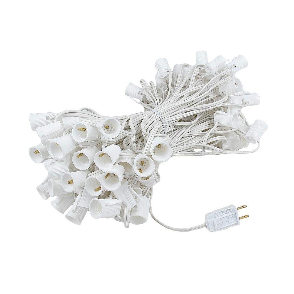 100 Foot G50 Outdoor Patio String Lights with 125 Clear Globe Bulbs - Indoor Outdoor String Lights - Market Bistro Café Hanging String Lights - C9/E17