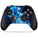 MightySkins Skin Compatible with Microsoft Xbox One X Controller - Blue Flames | Protective, Durable, and Unique Vinyl Decal wrap Cover | Easy