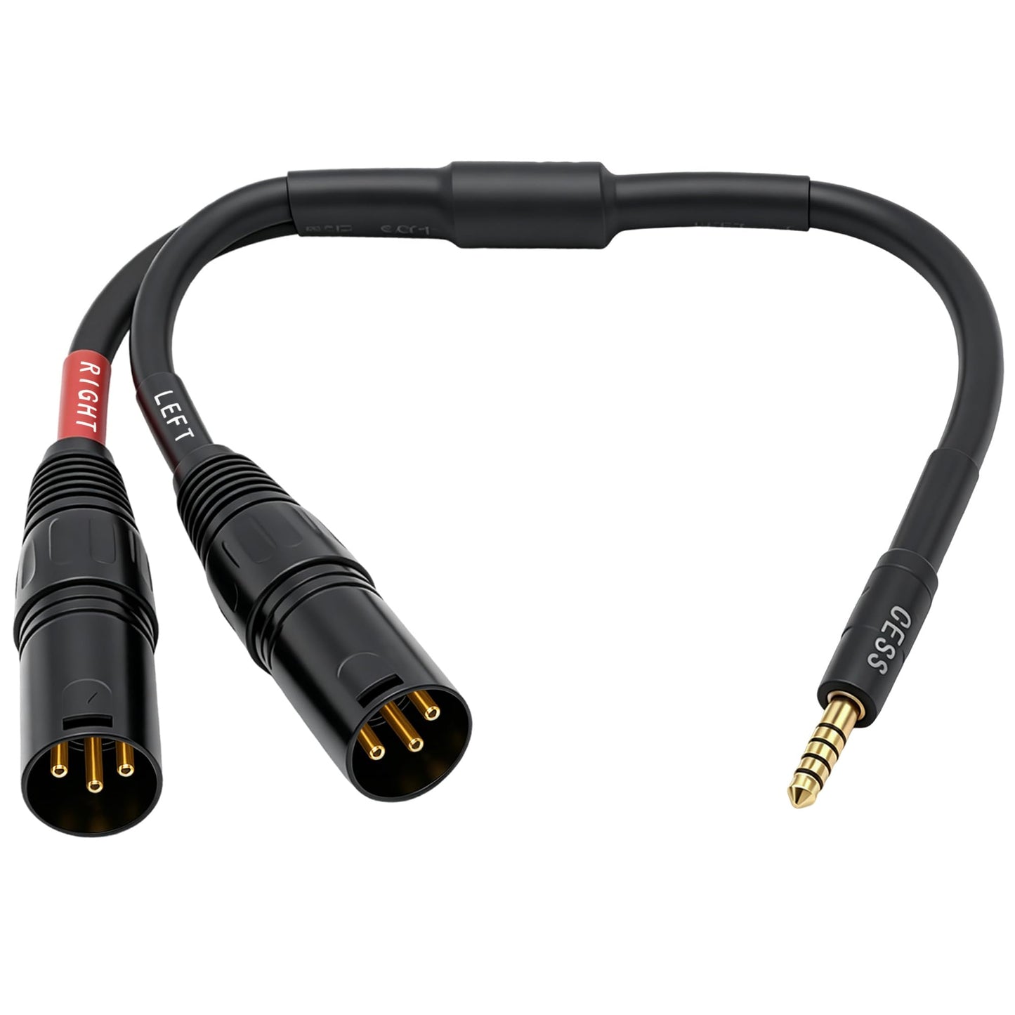 CNCESS 4.4mm Balanced Male to Dual XLR Male Headphone Adapter Cable, Red/Black Channel Split