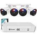 Swann Pro 4K Ultra HD, 8 Channel Security System, 1TB NVR, 4 Bullet PoE IP Cameras Outdoor, Wired Surveillance CCTV, Heat Motion Vehicle Detection