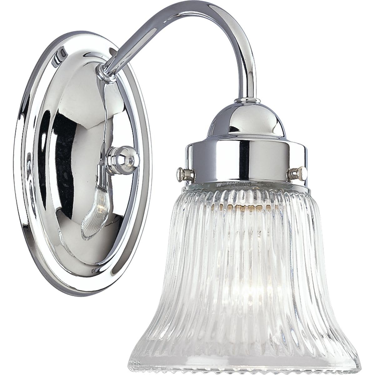 Progress Lighting 1-Light Clear Prismatic Glass Traditional Bath Vanity Light, Fluted Glass Collection, Indoor, P3287-15, Polished Chrome