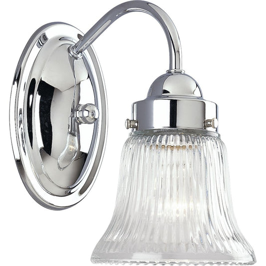 Progress Lighting 1-Light Clear Prismatic Glass Traditional Bath Vanity Light, Fluted Glass Collection, Indoor, P3287-15, Polished Chrome