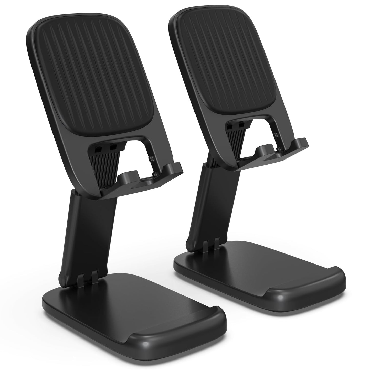 2 Pack Cell Phone Stand for Desk, iPad Stand [Height Adjustable & Upgraded Stable Base] Foldable & Non-Slip Silicone Pad Phone Holder, iPhone Stand