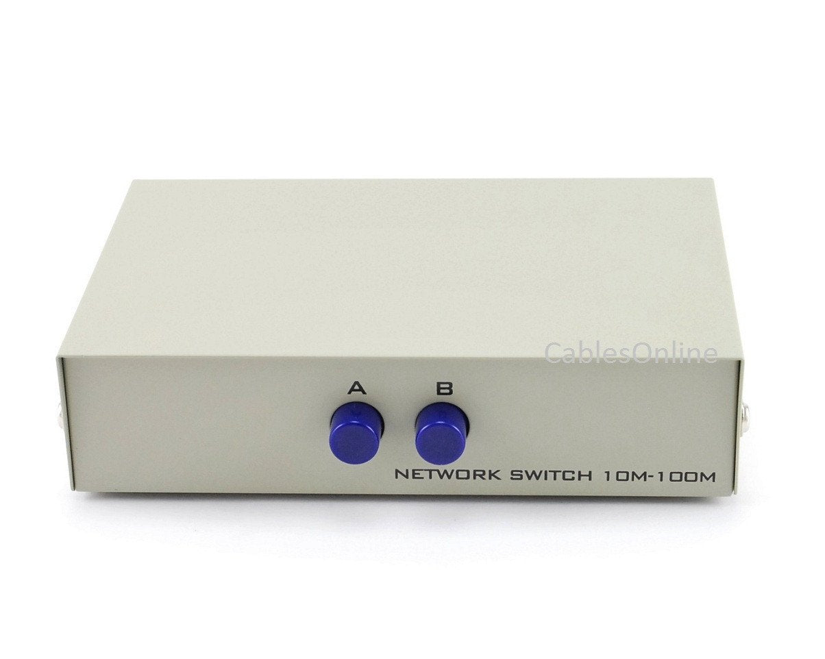 CablesOnline Compact 2-Way RJ45 Ethernet Network Push Button Metal Mini Switch Box (SB-034P)