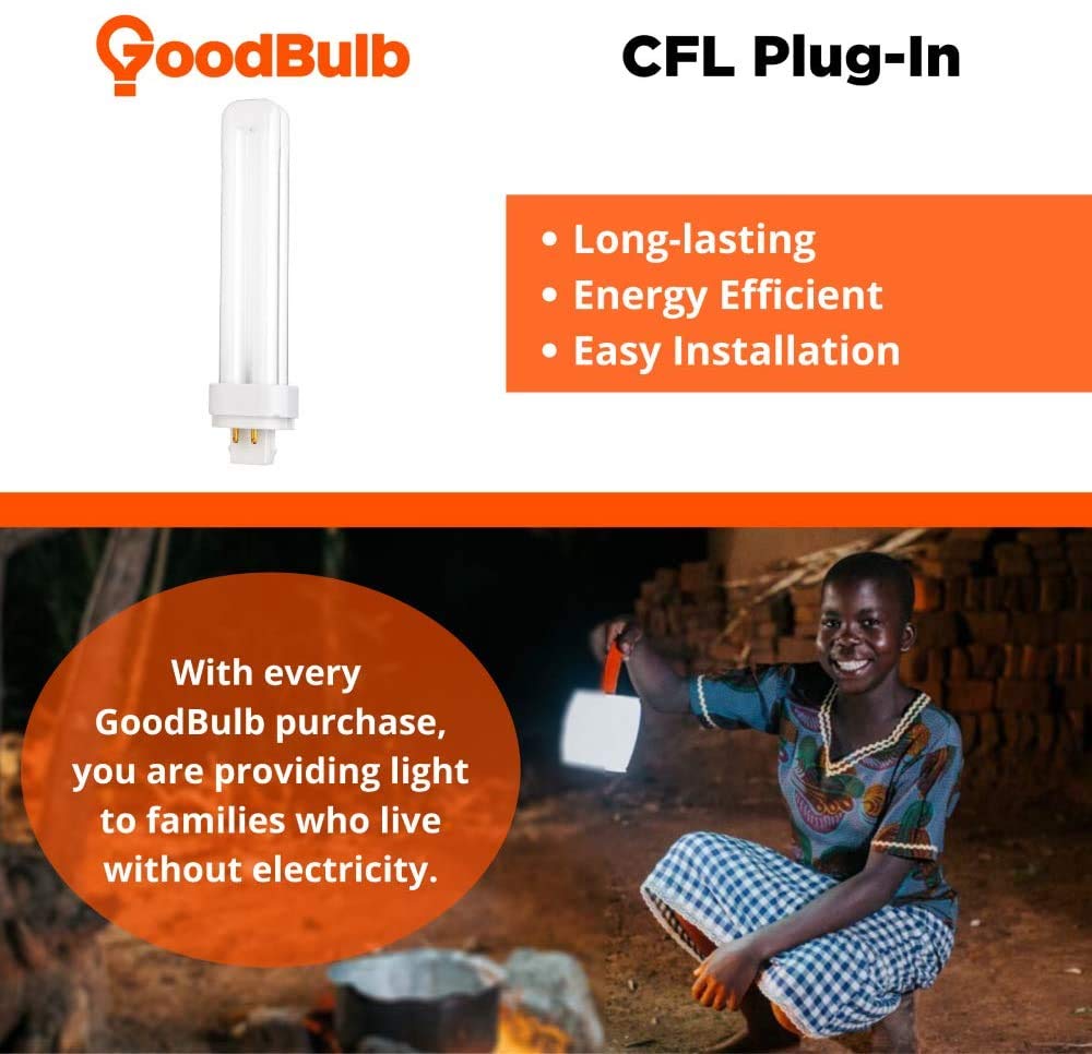 GoodBulb 26-Watt CFL Light Bulbs 4 Pin G24Q-3 Base 3500K Soft White Light Color High Output 1800 Lumens Long Term Care Lighting Pack of 10 Bulbs
