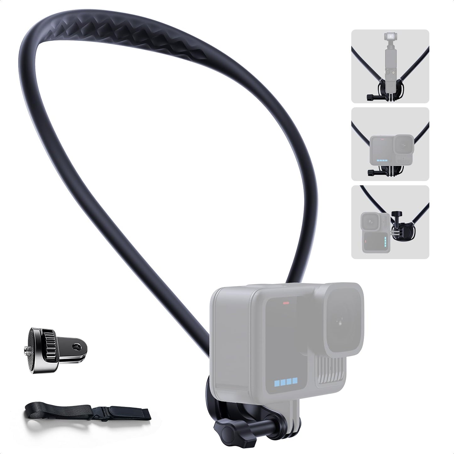 llano Neck Mount with Chest Strap, Compatible with DJI Osmo Pocket3 Nano Action 6/5/4/3, GoPro Hero 13/12/11/10/9/MAX, Insta 360 X5/X4/Ace Pro 2