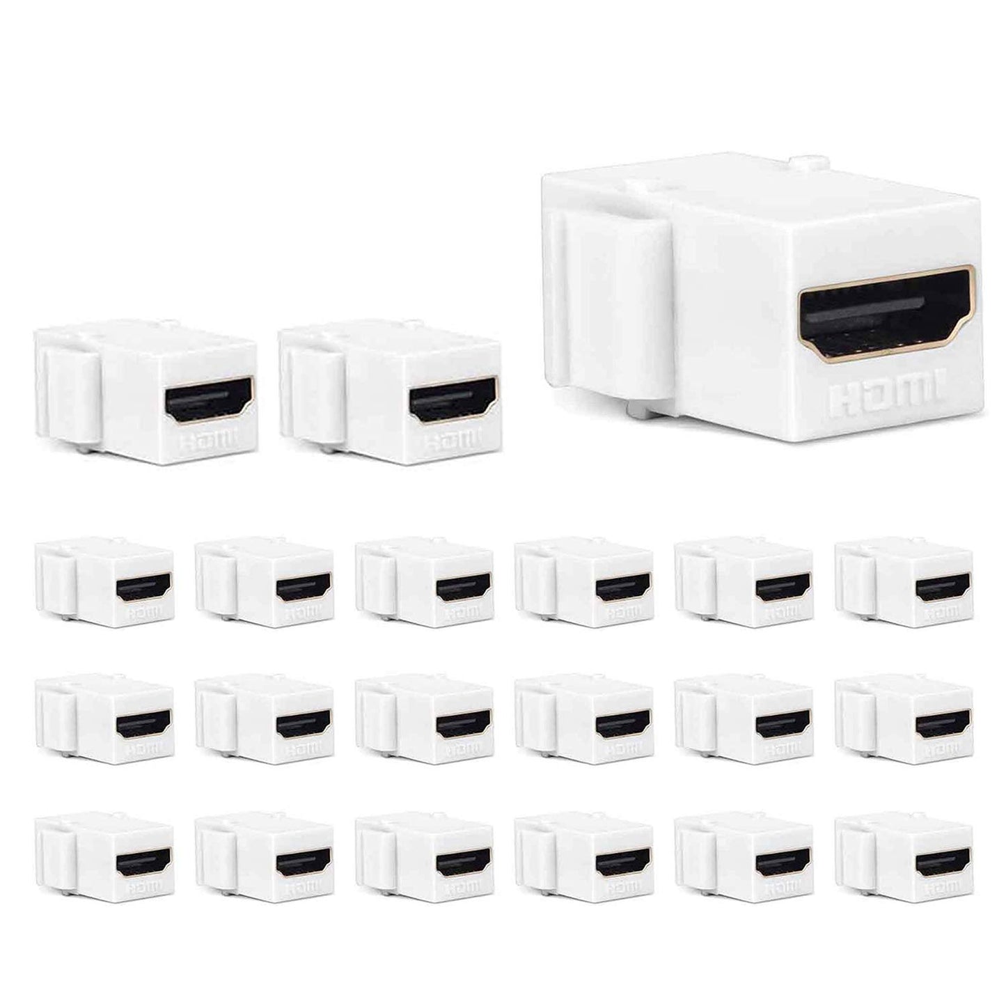 Phizli HDMI Keystone Jack 4K, 20 Pack HDMI Keystone Insert Female to Female Coupler Video Adapter (White)