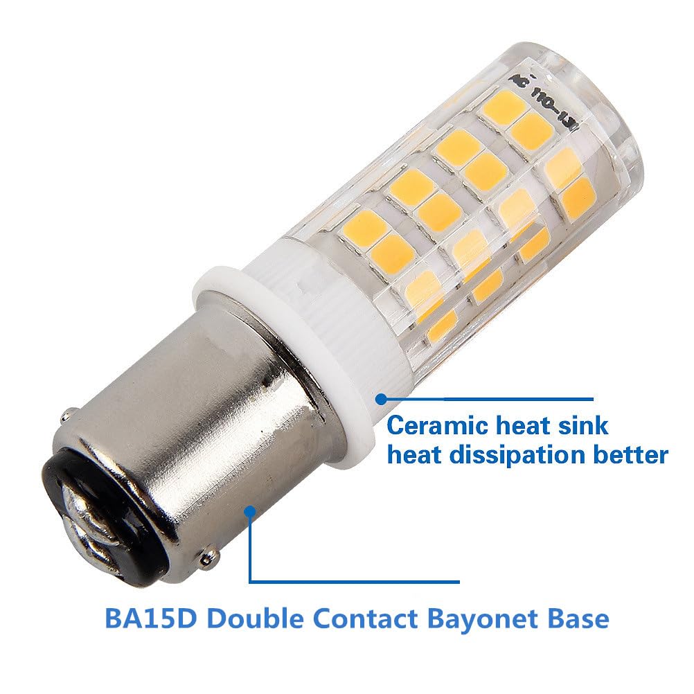 4PCS BA15D led bulb 120V Double Contact Bayonet base 5 Watt Warm White 3000K for Sewing Machine Lamp, Non-dimmable