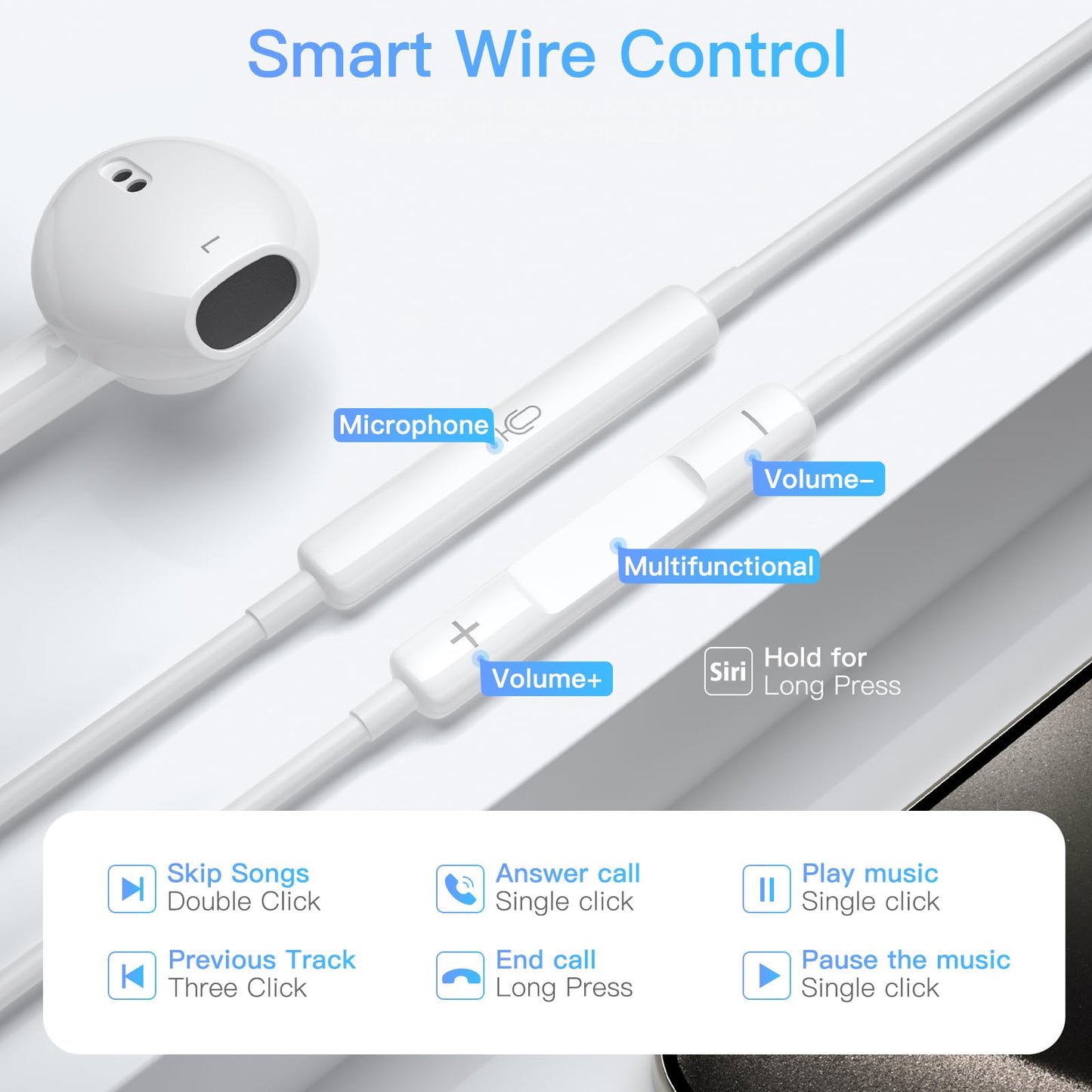 iPhone 17 Earphones USB C Wired- ?????????? MFi Certified USB Type C Earbuds Wired with Mic & Volume Control HiFi Stereo Headphones for iPhone 16 Pro